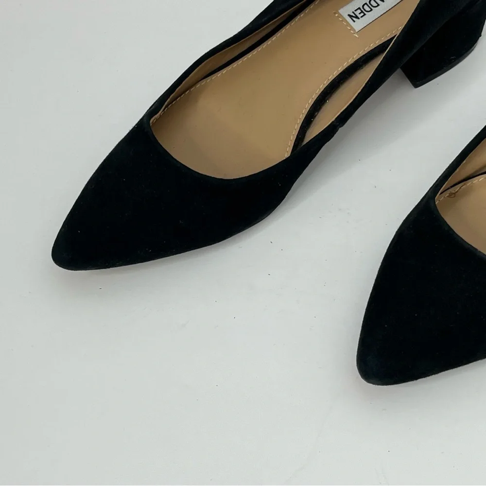 Steve Madden Black genuine, leather suede‎ Women's Block Heel Shoes Sz 7 1/2